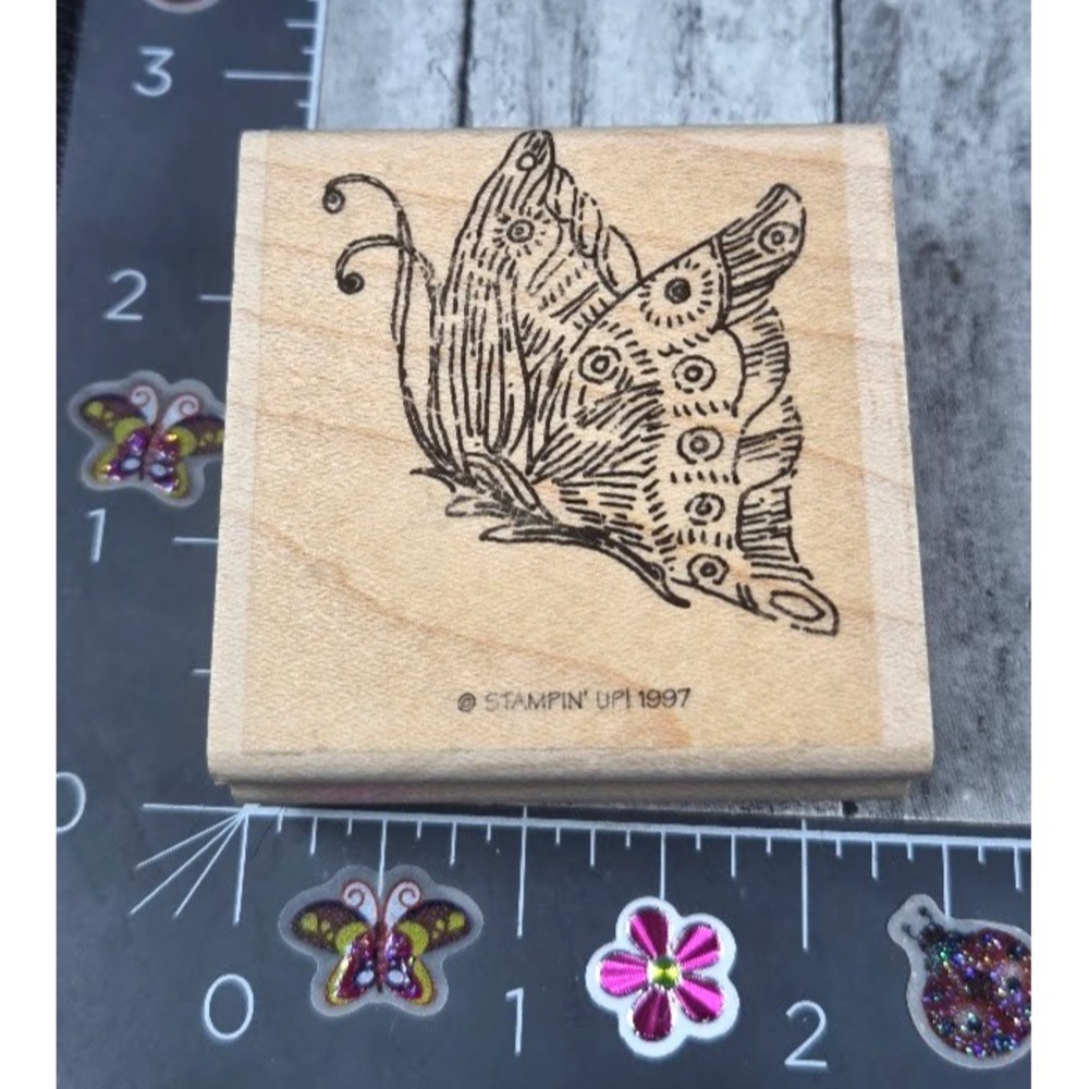 Stampin' Up! Butterfly Detailed Designed 1997 Rubber Stamp Wood #B35